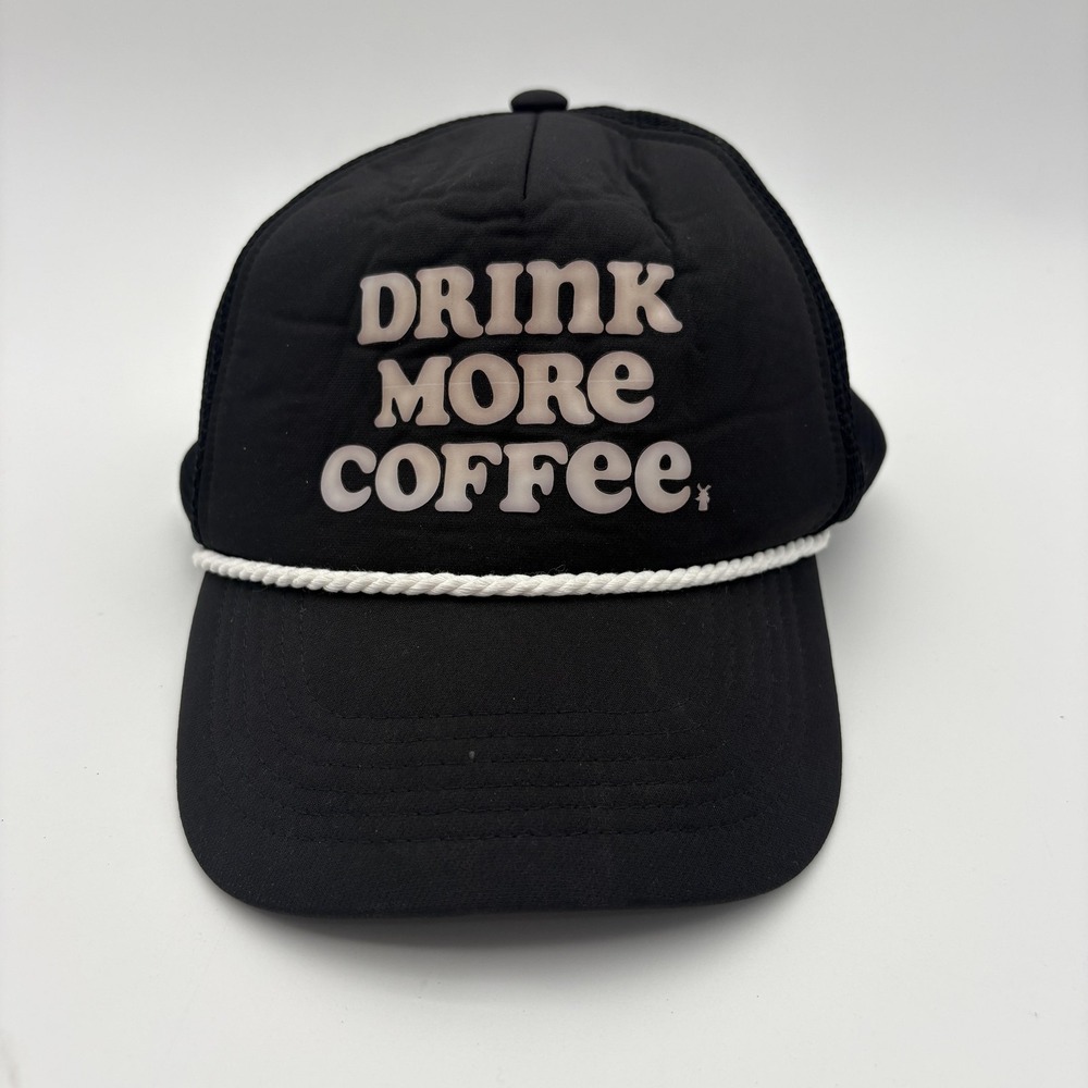 Dutch‎ Bros Trucker Hat Mens One Size Black Mesh Drink More Coffee Funny